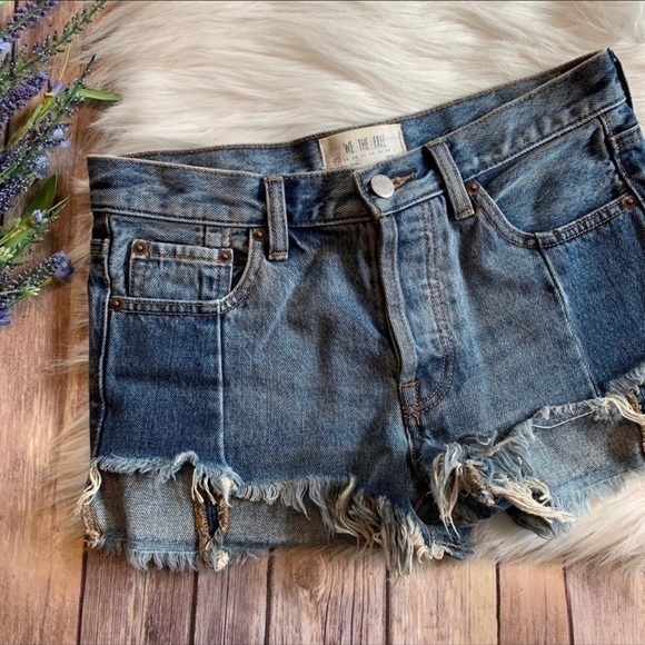 We The Free | High Rise Button Fly Distressed Shorts - Picture 2 of 8